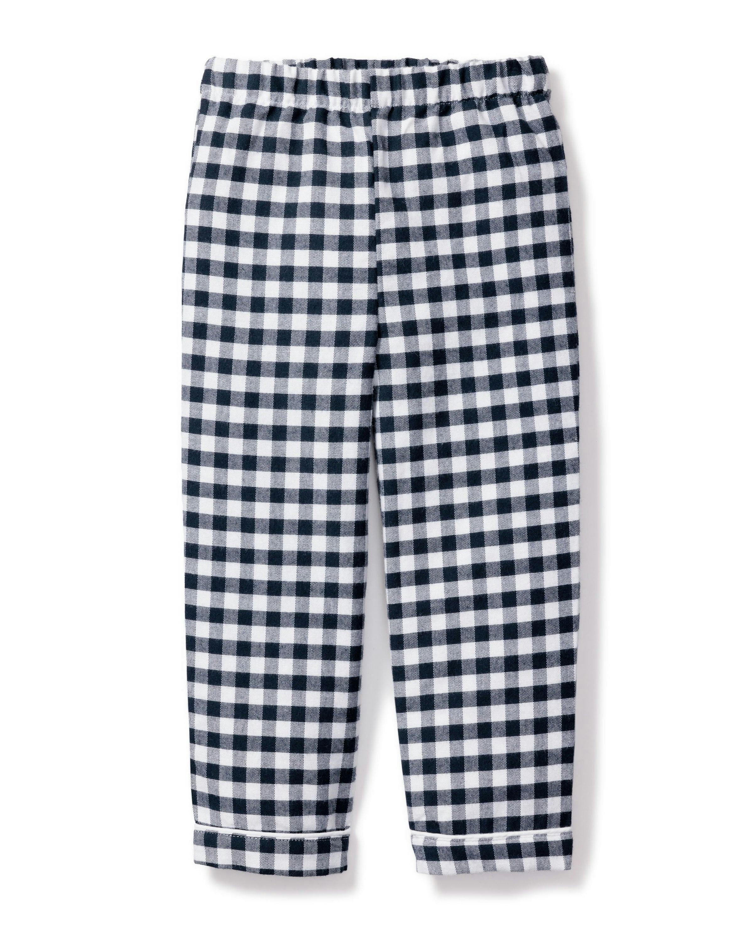 Kid's Twill Pajama Pants in Navy Gingham