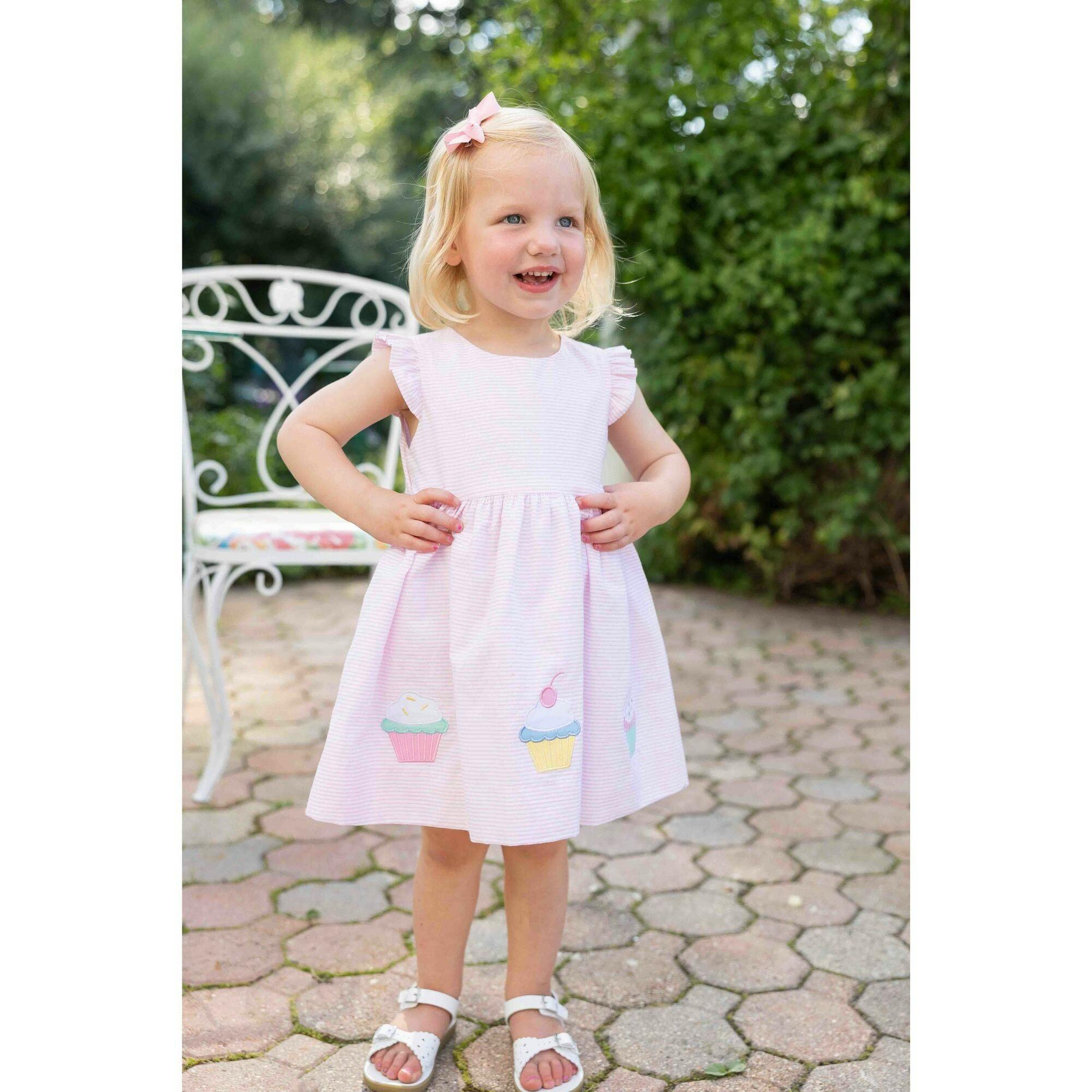 Seersucker Dress with Cupcakes