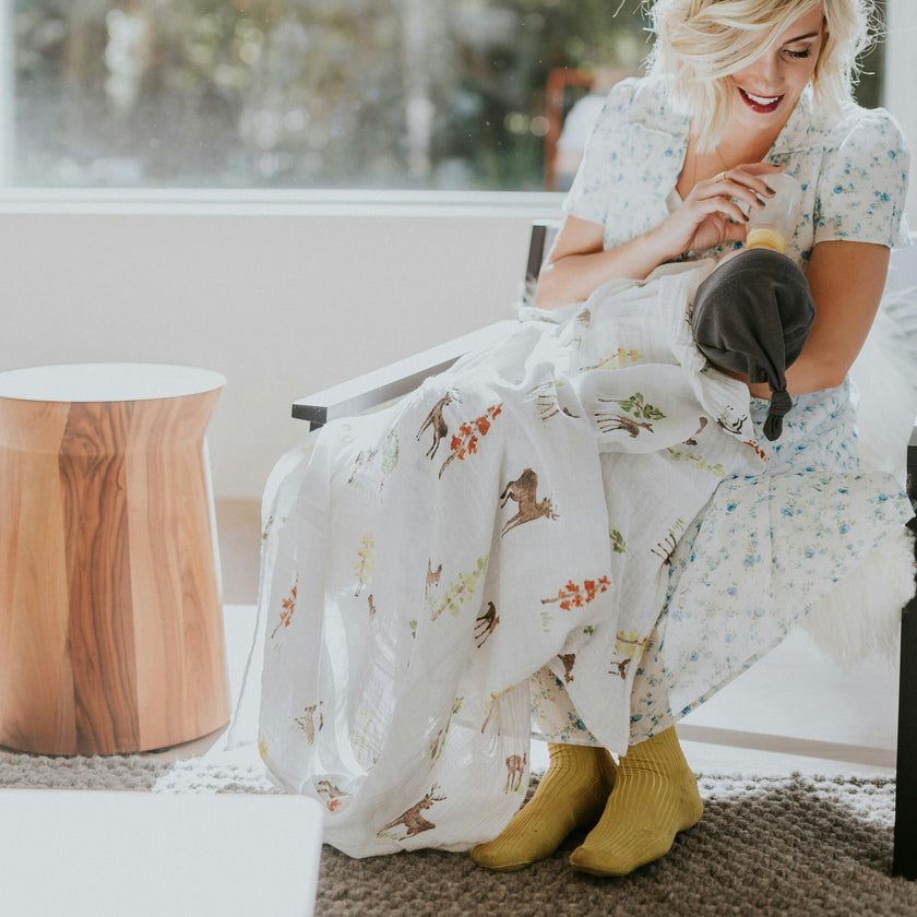 Cotton Muslin Swaddle Blanket - Oh Deer!
