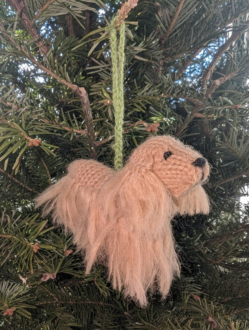 Cocker Spaniel Dog Hand Knit Christmas Ornament