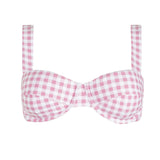 women's blush gingham cup bikini top