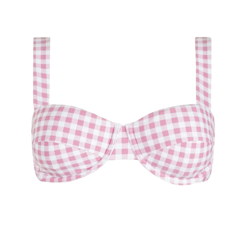 women's blush gingham cup bikini top