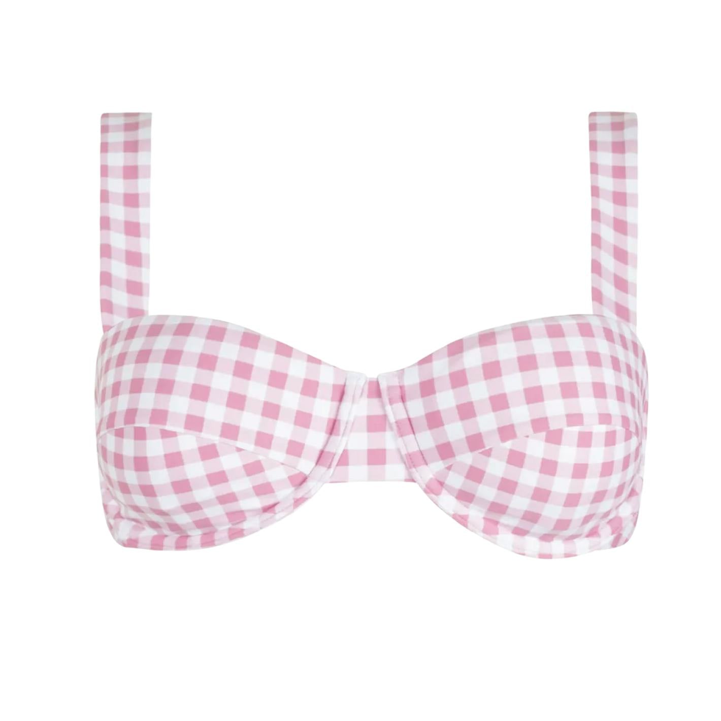 women's blush gingham cup bikini top