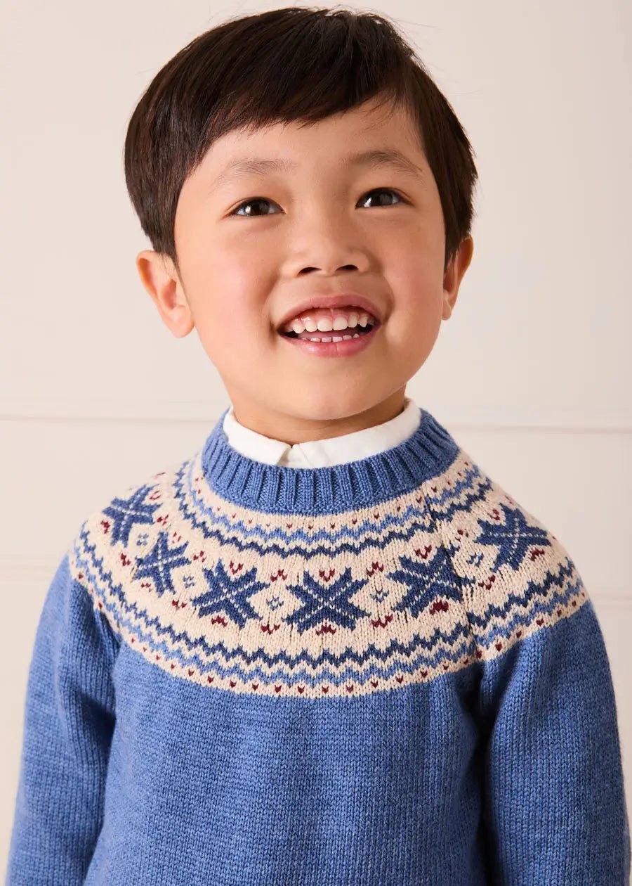 Classic Fair Isle Jumper in Blue (18mths-10yrs)