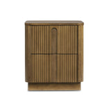 Potomac Reeding Pattern 2 Drawer Push to Open Nightstand Greige Wood Accent Storage