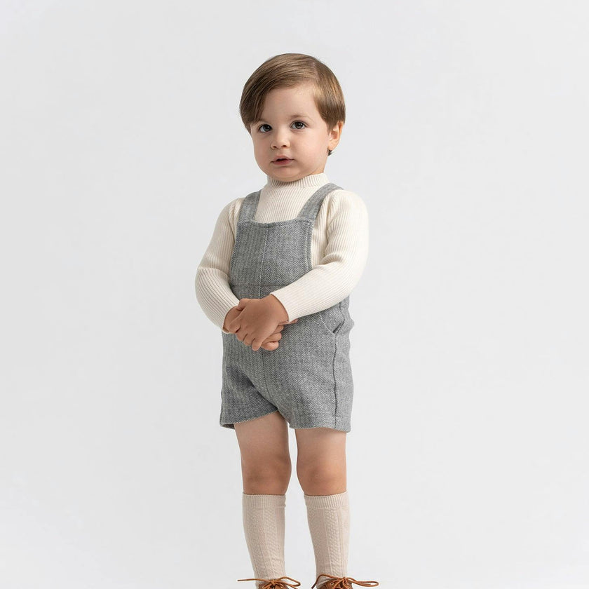 Herringbone Stretch Overalls Black