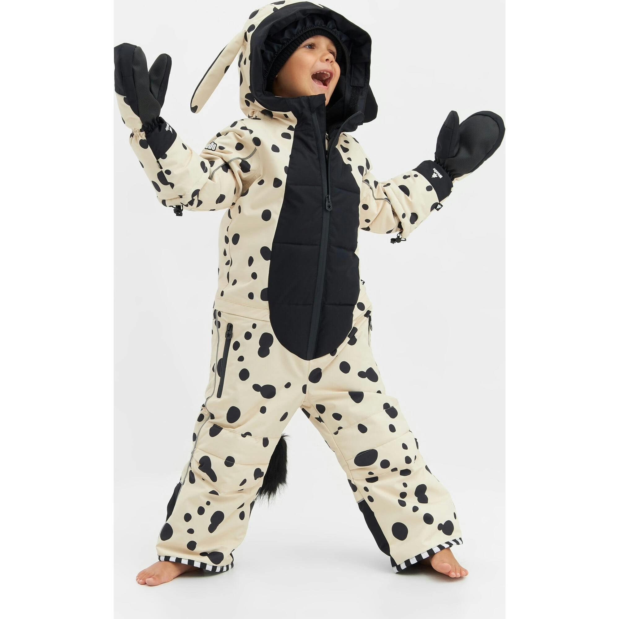 Puppydo Adjustable Hood Waterproof Zipper Snowsuit, Beige