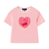Girls Tee & Short Pajama Set | Pink Cherry Heart