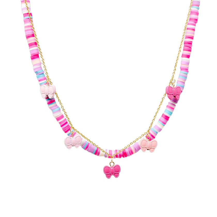 Girl's Colorful Disk Necklace & Charm Duo