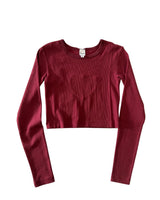 Sloane Merlot Ribbed Heart Long Sleeve