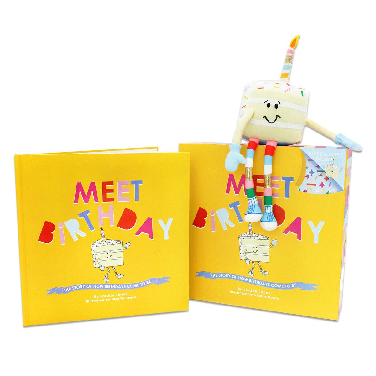 Packed Party Meet Birthday Children's Book with Birthday Plush Toy and Keepsake Gift Box - 32-Page Hardcover Birthday Story with Memento Pockets