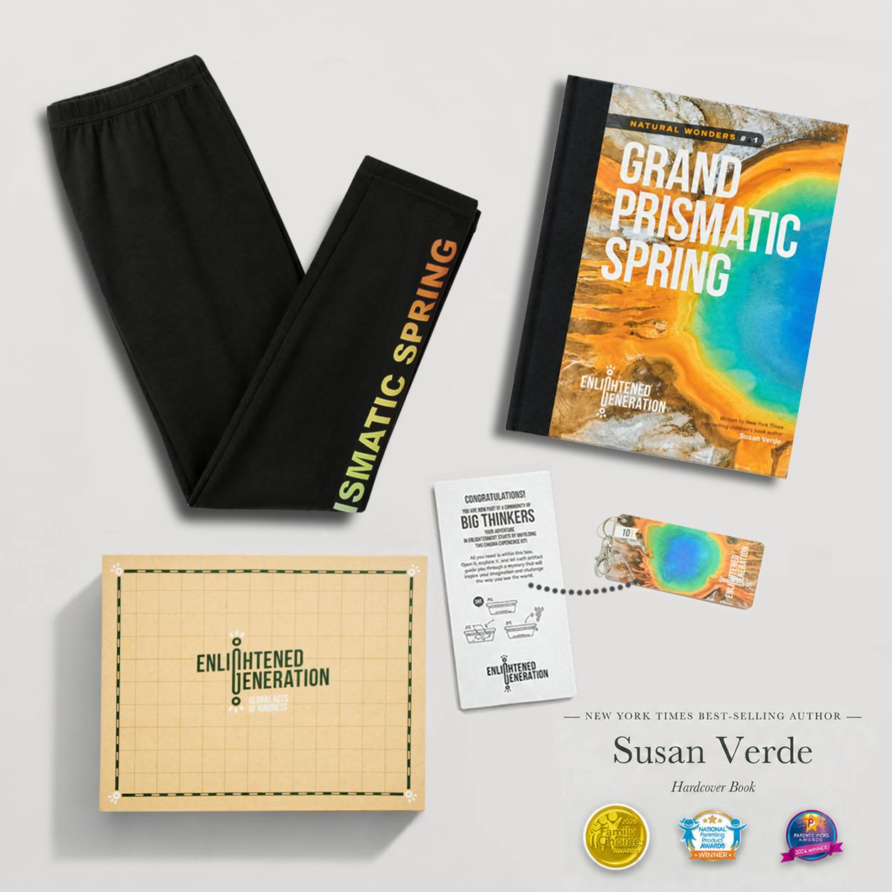 Grand Prismatic Spring Gift Box with Ultra-Soft Rainbow Kids Leggings, Book, and Activities