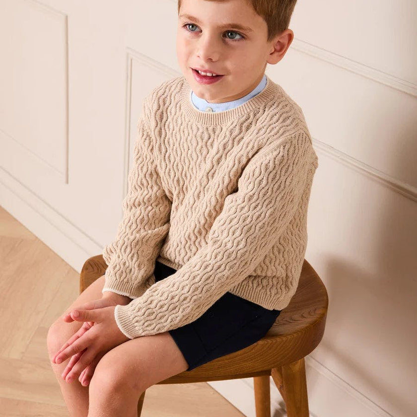 Wave Knit Jumper in Beige (3-10yrs)
