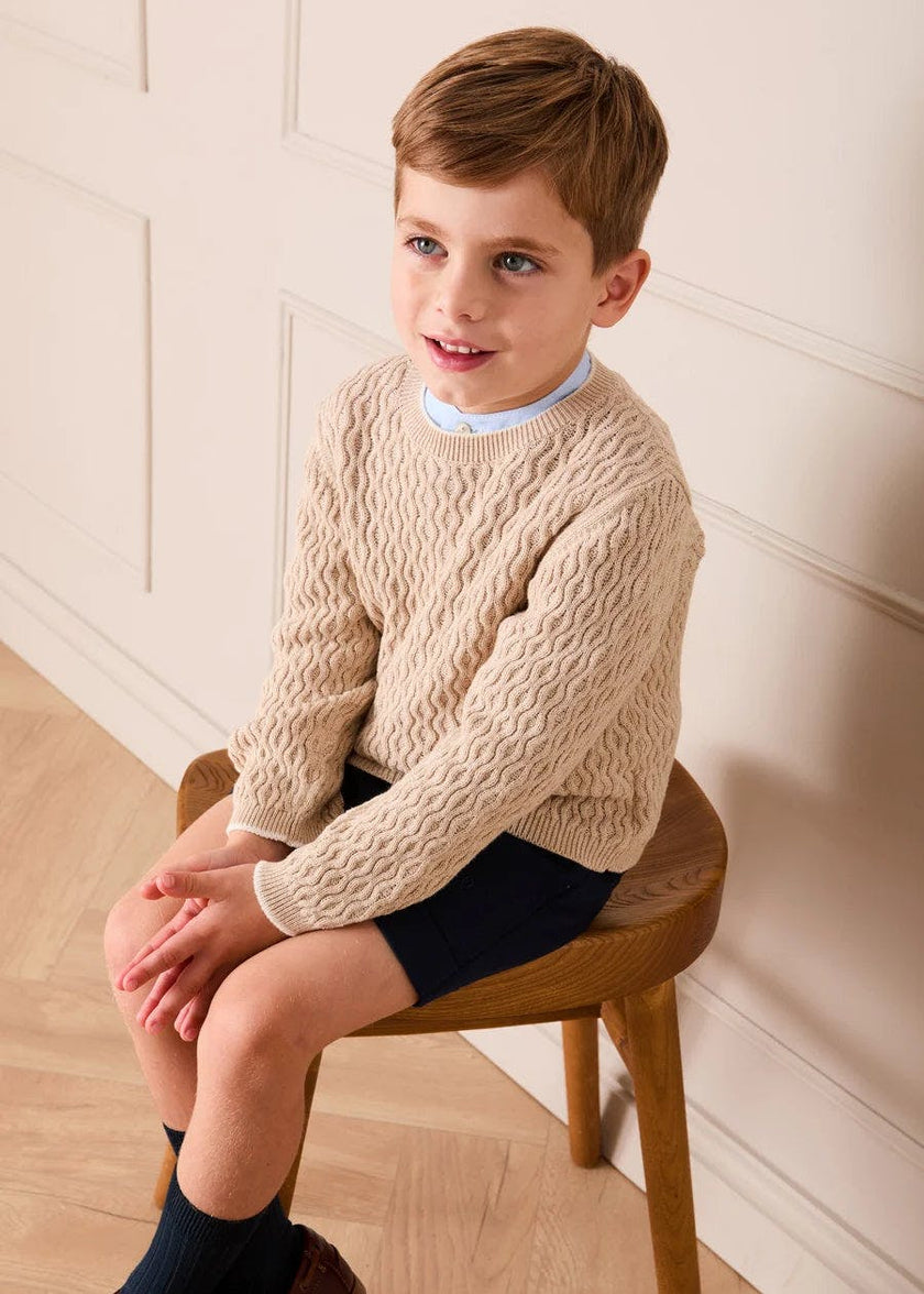 Wave Knit Jumper in Beige (3-10yrs)