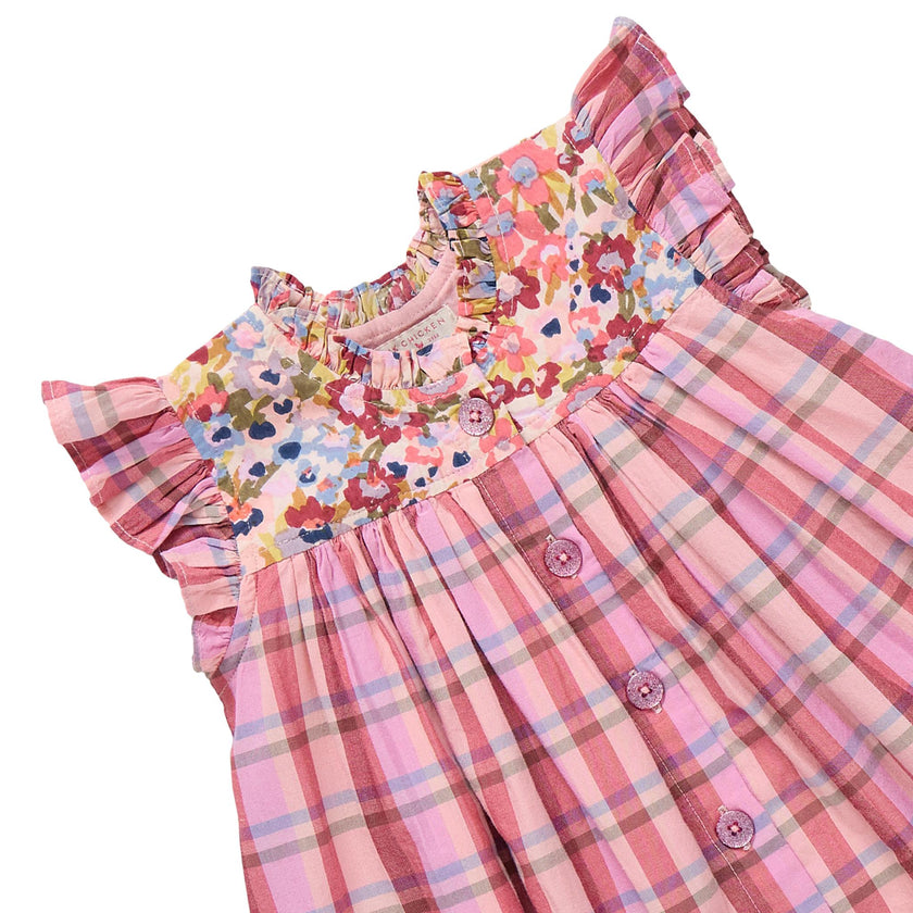 Girls Kaylee Dress - Burgundy Madras Plaid