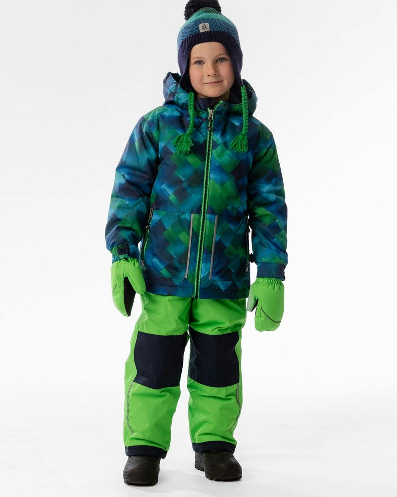 Light Weight Two Piece Chill Snowsuit Blue And Green Checkered Print