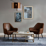 Marmo Modern Marble-Look Coffee Table with Shelf