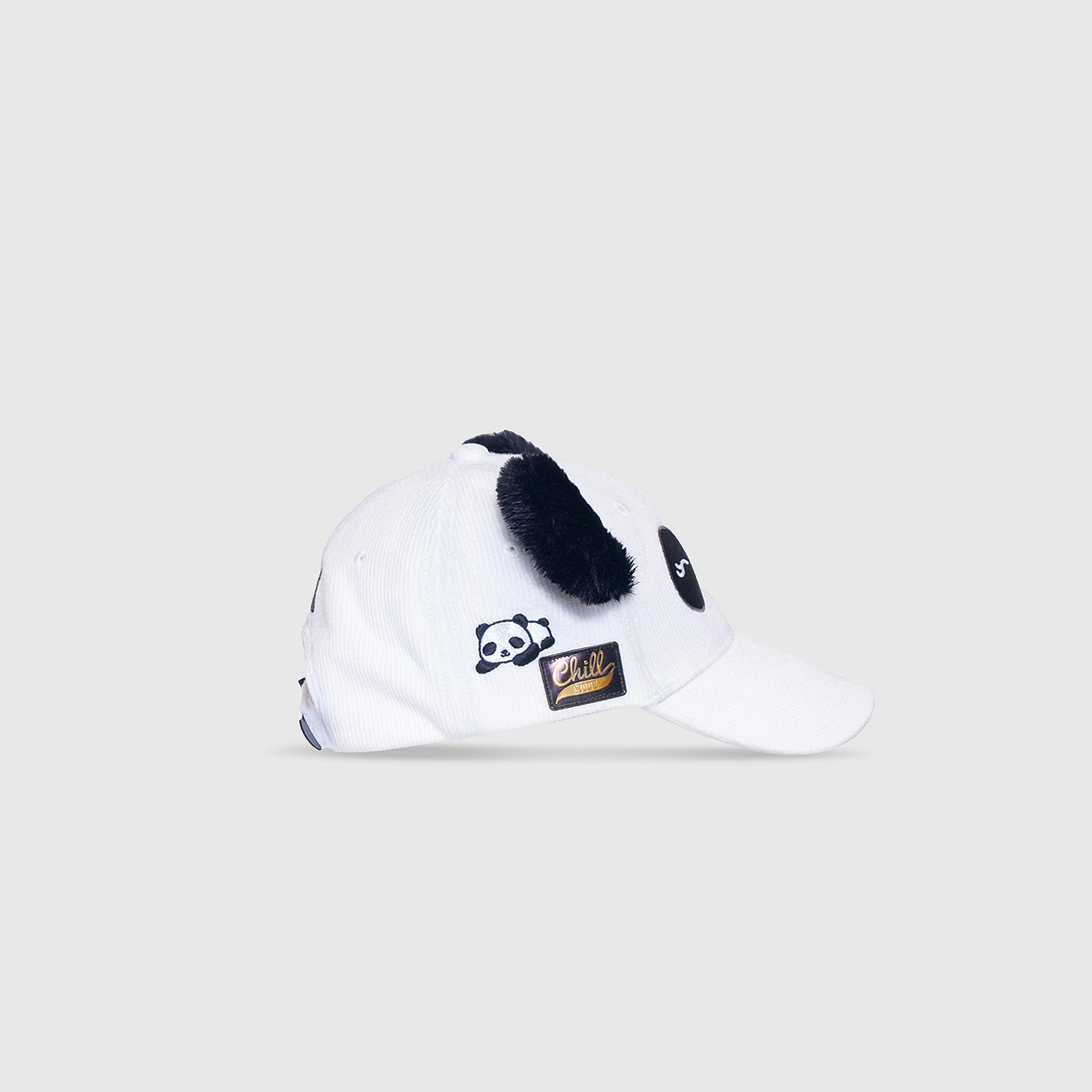 Corduroy Baseball Hat – Panda Face with Furry Ears