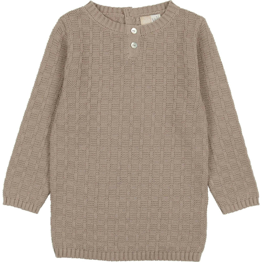 Tiny Tiles Knit Henley Collar Crew Fit Sweater
