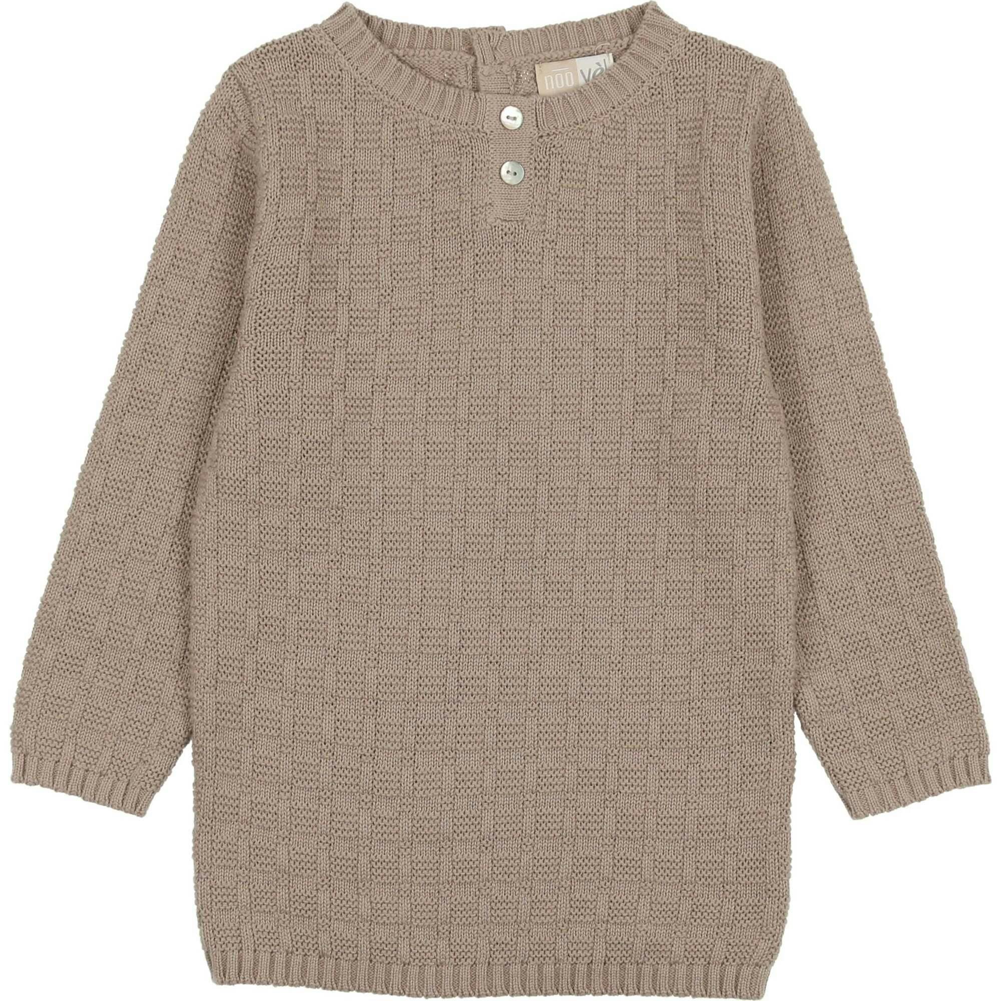 Tiny Tiles Knit Henley Collar Crew Fit Sweater