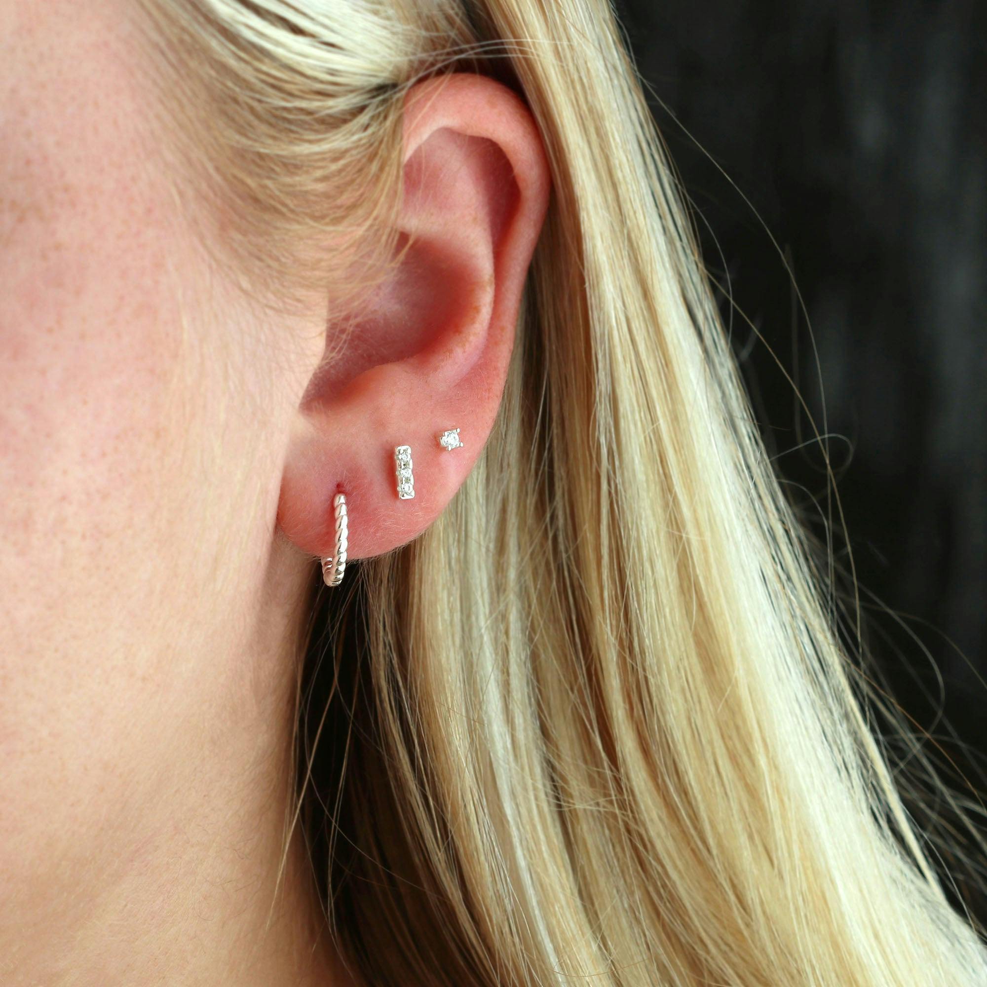 Twisted Hinged Huggie Hoop Earrings