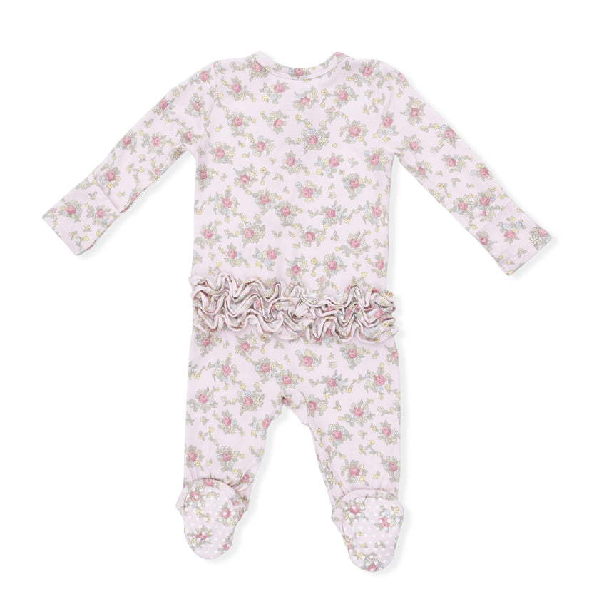 Edith's Rose Garden - 2 Way Ruffle Back Zipper Footie