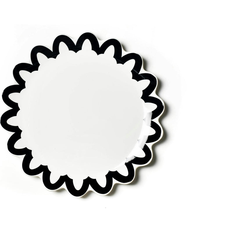 Black Arabesque Trim Scallop Edge Platter