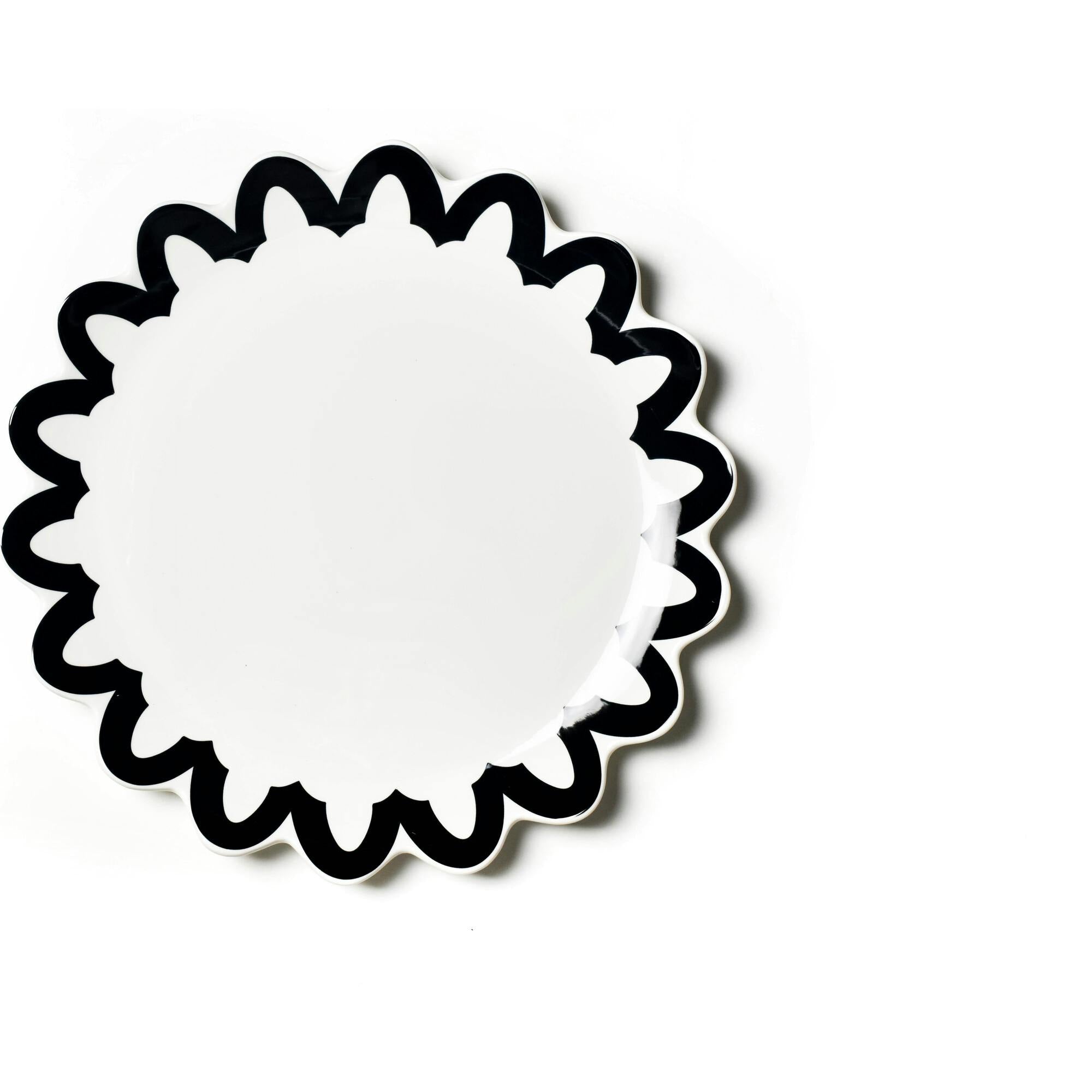 Black Arabesque Trim Scallop Edge Platter