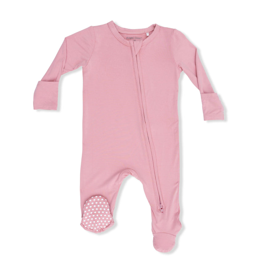 Solid Rose Elegance - 2 Way Zipper Footie