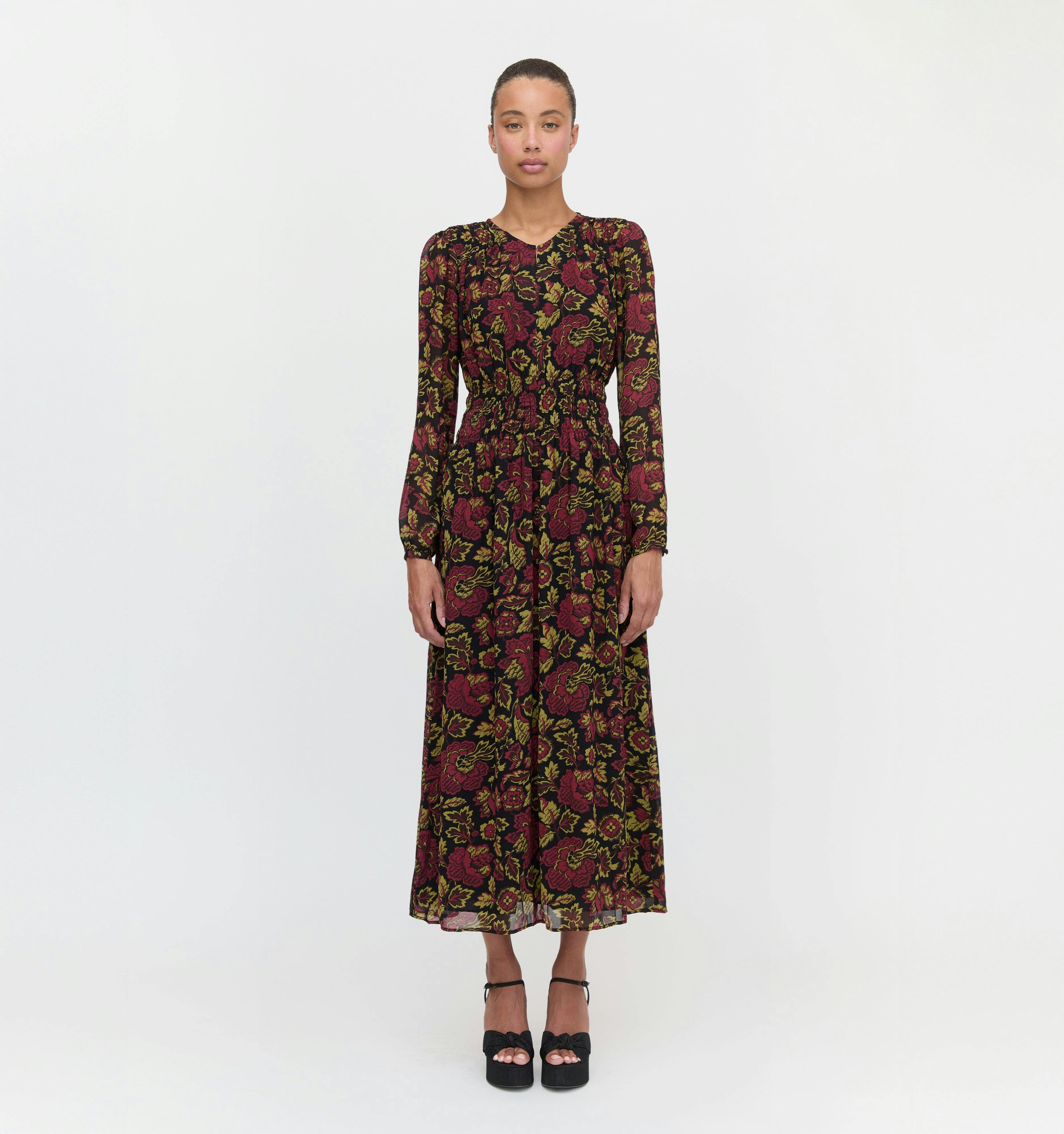The Rosely Dress - Black Palampore Floral