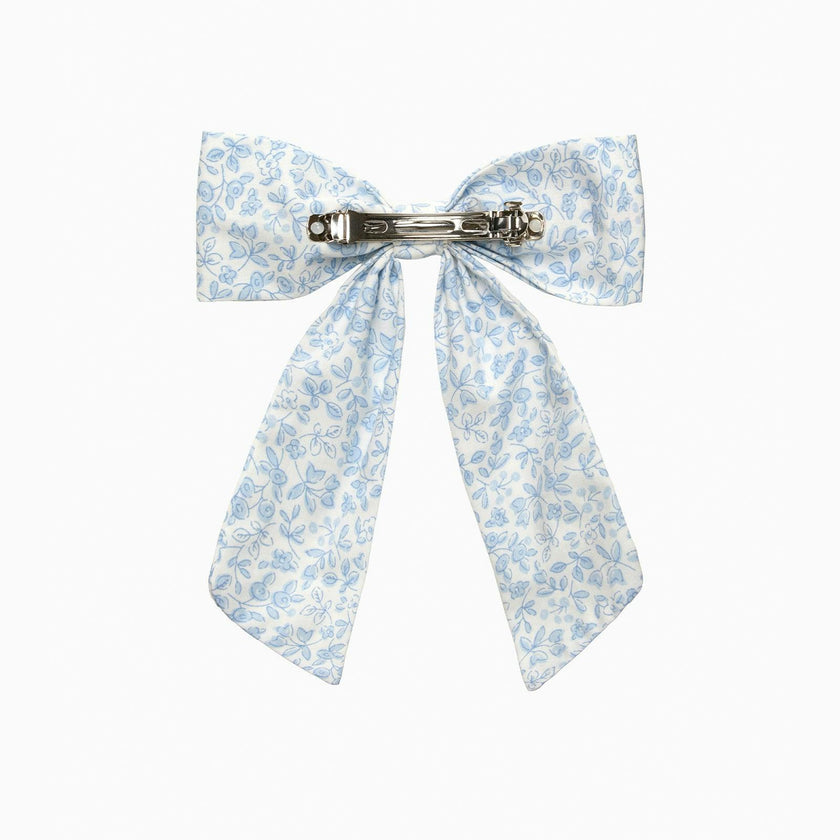 Extra Large Bow Hair Clip in Blue Floral