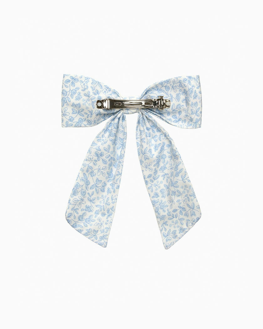 Extra Large Bow Hair Clip in Blue Floral