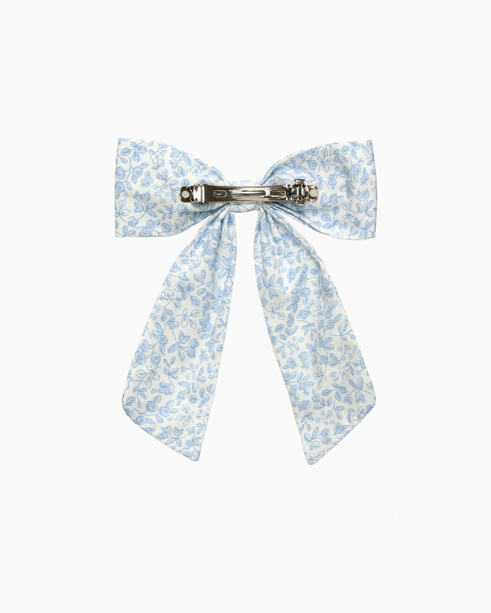 Extra Large Bow Hair Clip in Blue Floral