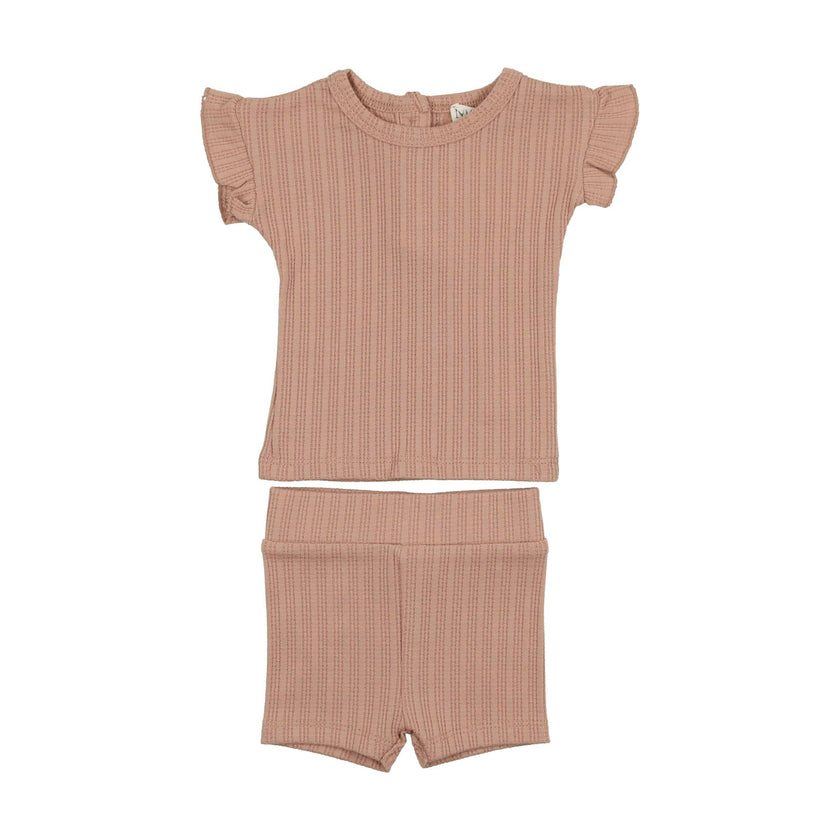 Ruffle Ladder Stripe Short Set