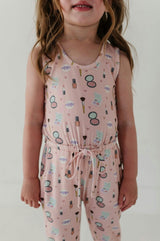 Girls Tank Jumper in Aqua Grey Floral