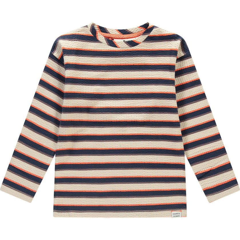 Striped Textured Long Sleeve T-Shirt