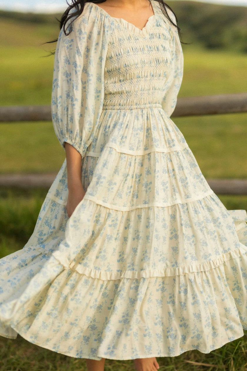 Roselyn Dress in Ivory Porcelain Fleur