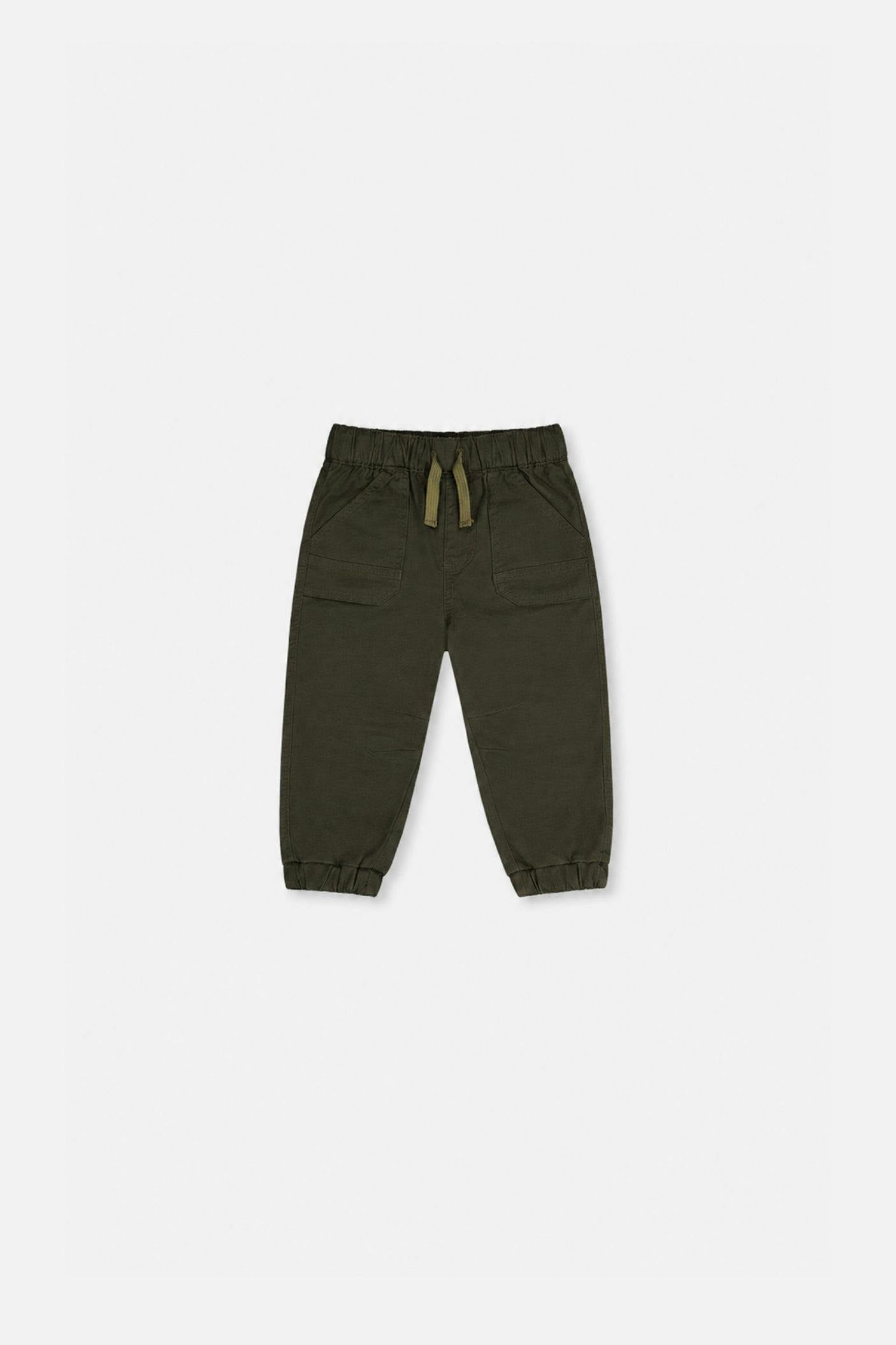 Baby Stretch Canvas Jogger Pants Very Dark Green