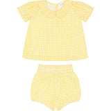 baby girls soleil gingham puff sleeve top and bloomer set