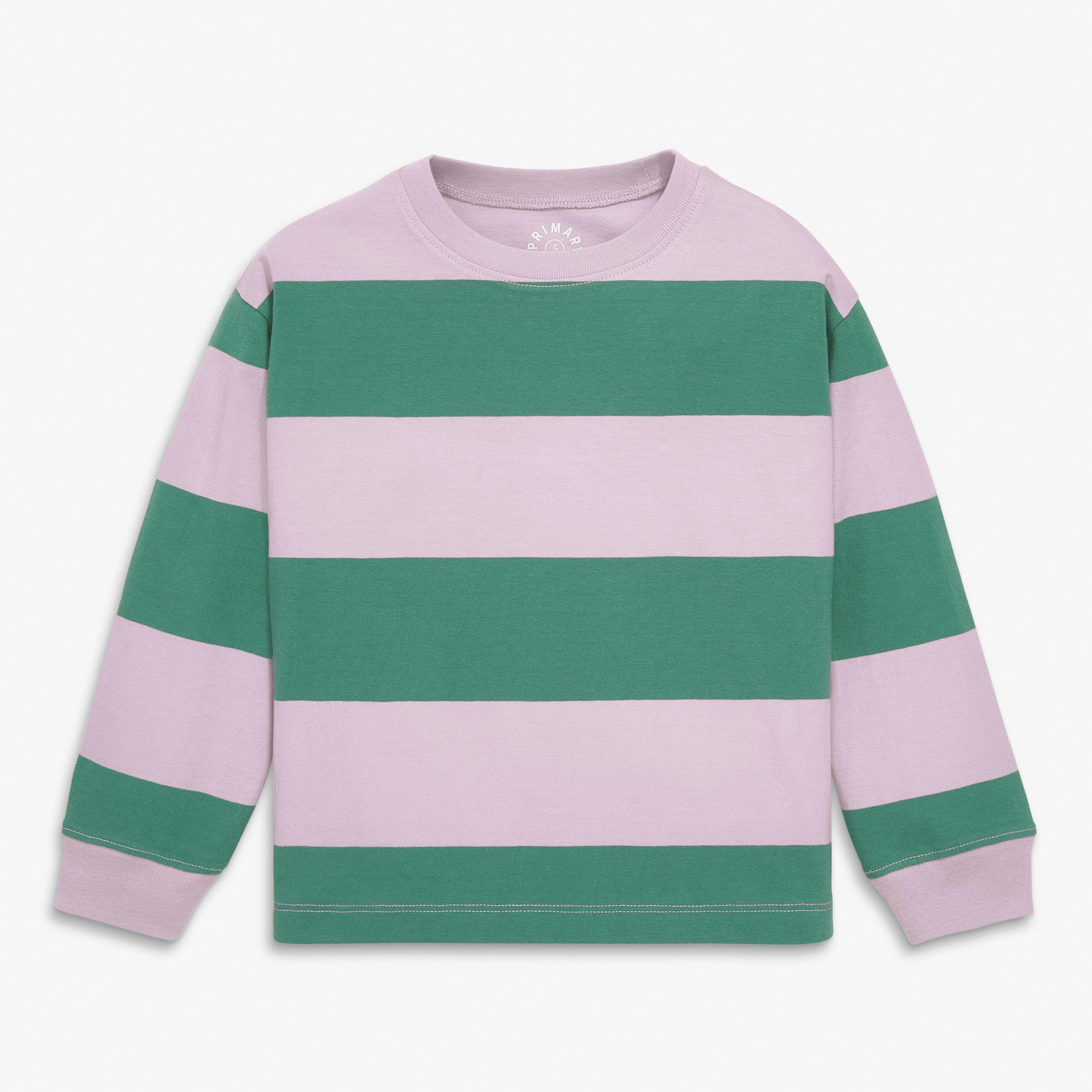 Kids long sleeve easy tee in rugby stripe