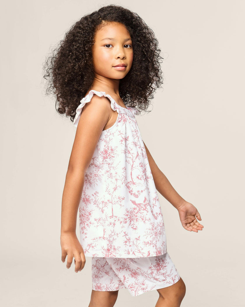 Girl's Twill Clara Short Set in Pink Timeless Toile