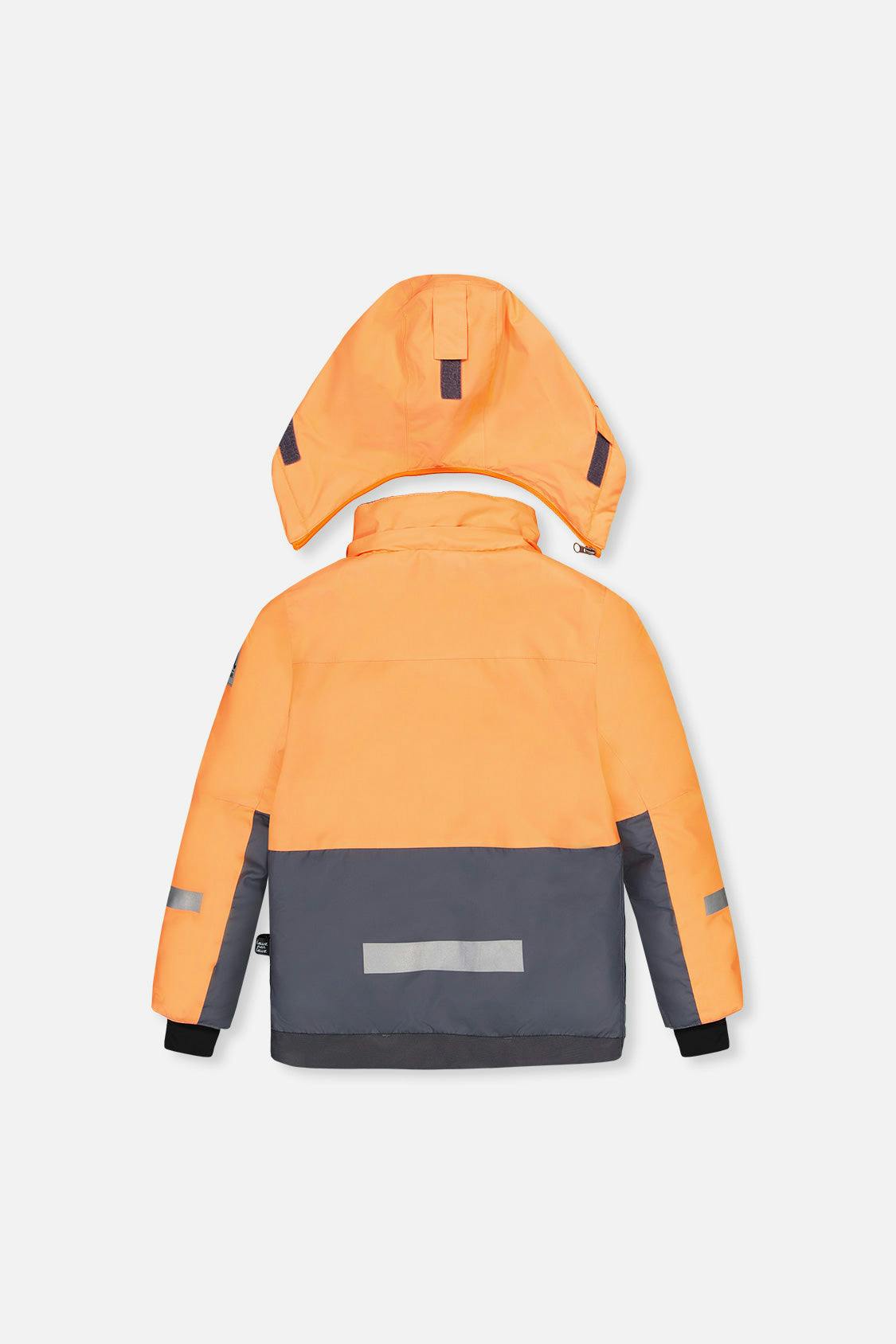 Two Piece Teknik Snowsuit Bright Orange Grey And Taupe