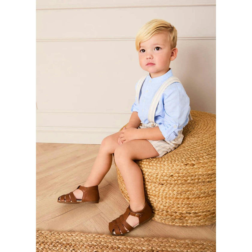 Woven Leather Fisherman Sandals in Brown (20-27EU)