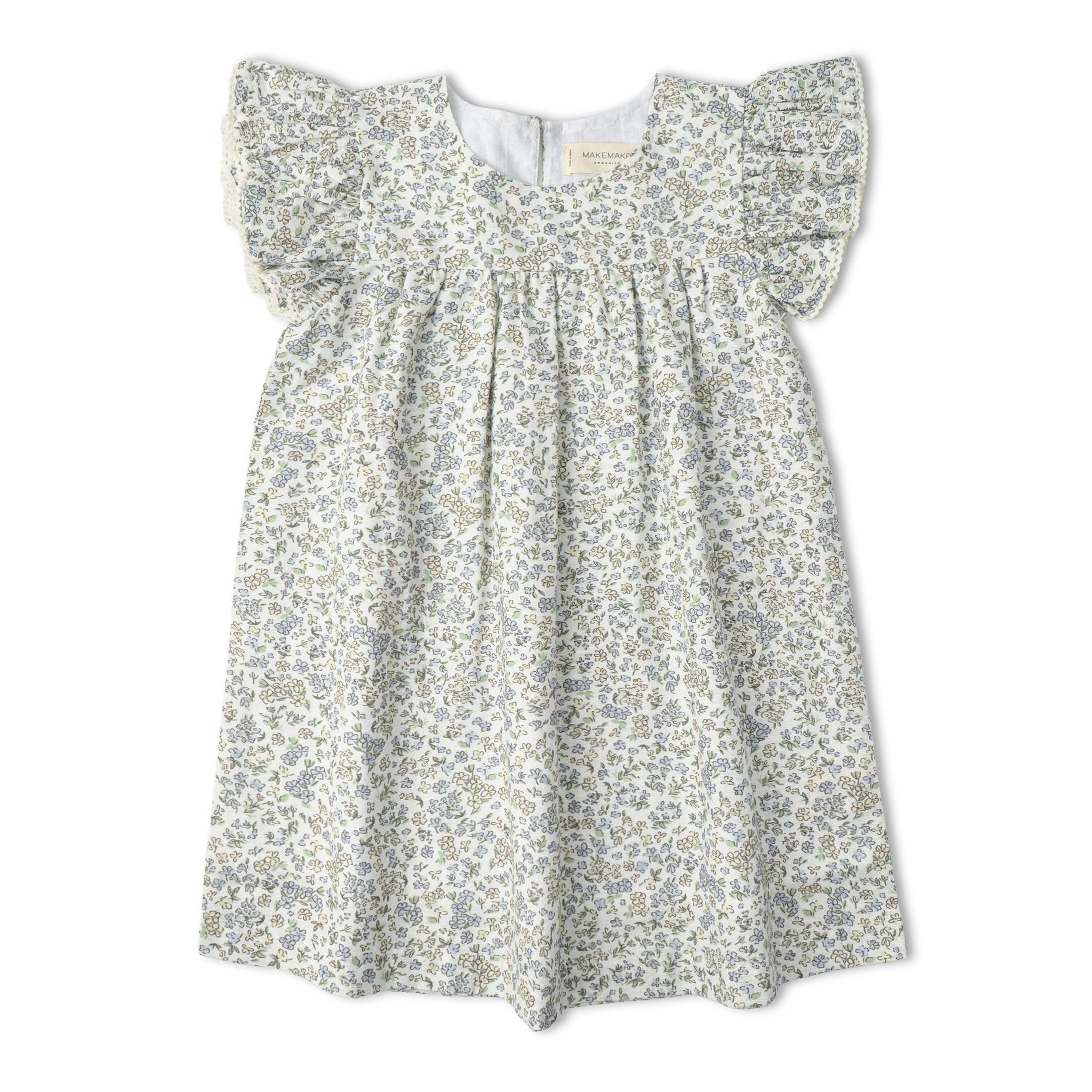 Organic Short Sleeve Flutter Dress - Tulle Floral