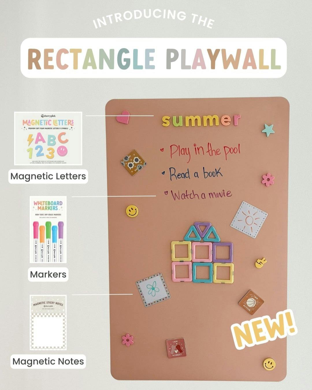 Magic Playwall - Rectangle Magnetic Wall Decal for Kids