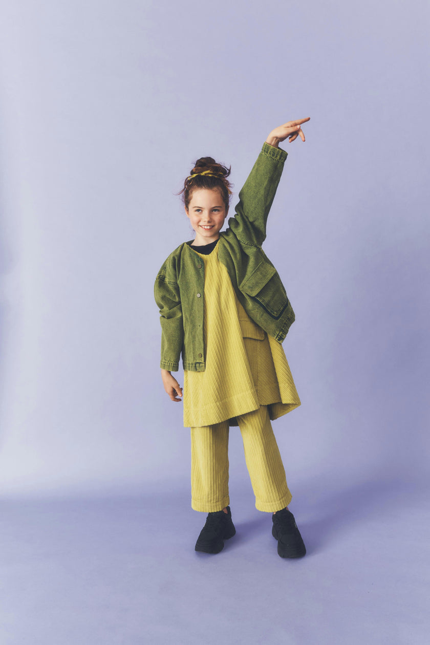 Avery Acid Green Cord Dress