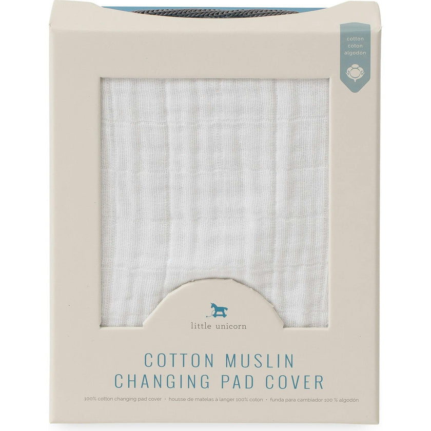 Cotton Muslin Changing Pad Cover - White