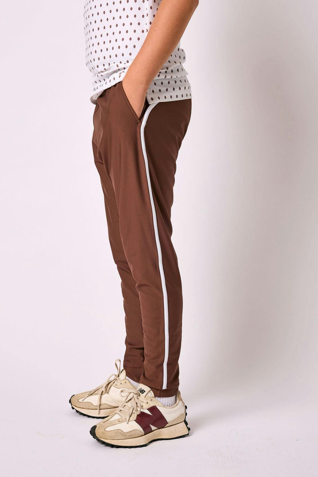 brown retro warm-up jogger