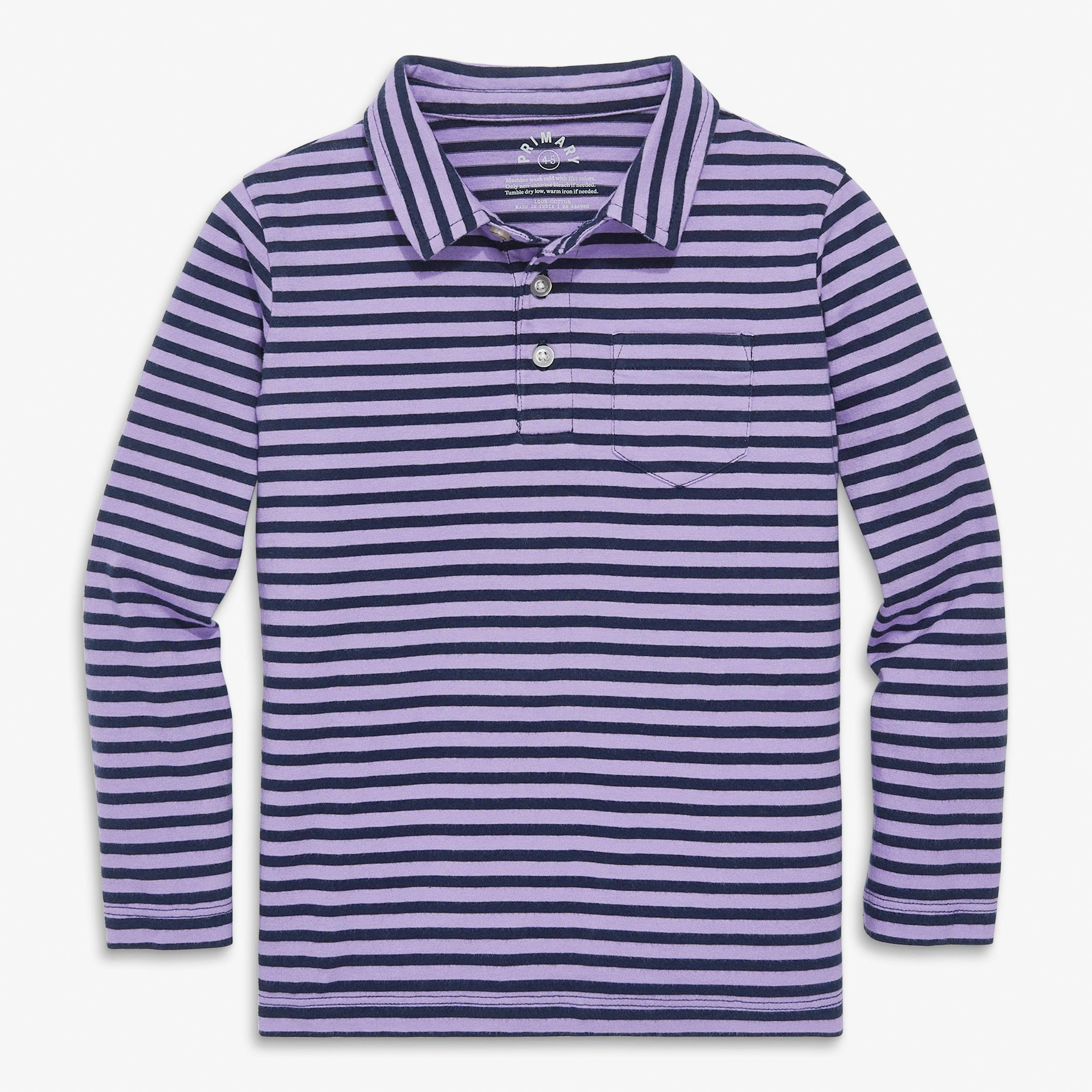 Kids long sleeve polo in stripe