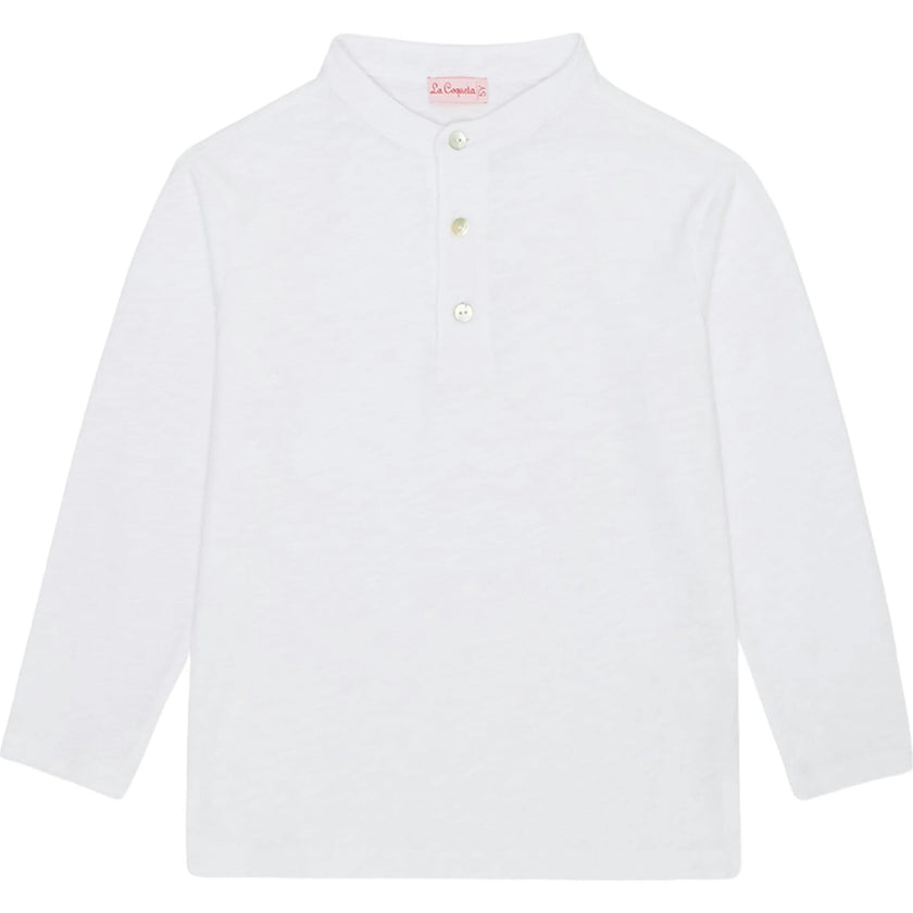 White Marco Boy Long Sleeve Polo Shirt